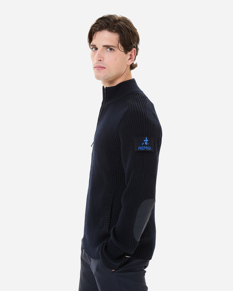 Wool cardigan with zipper