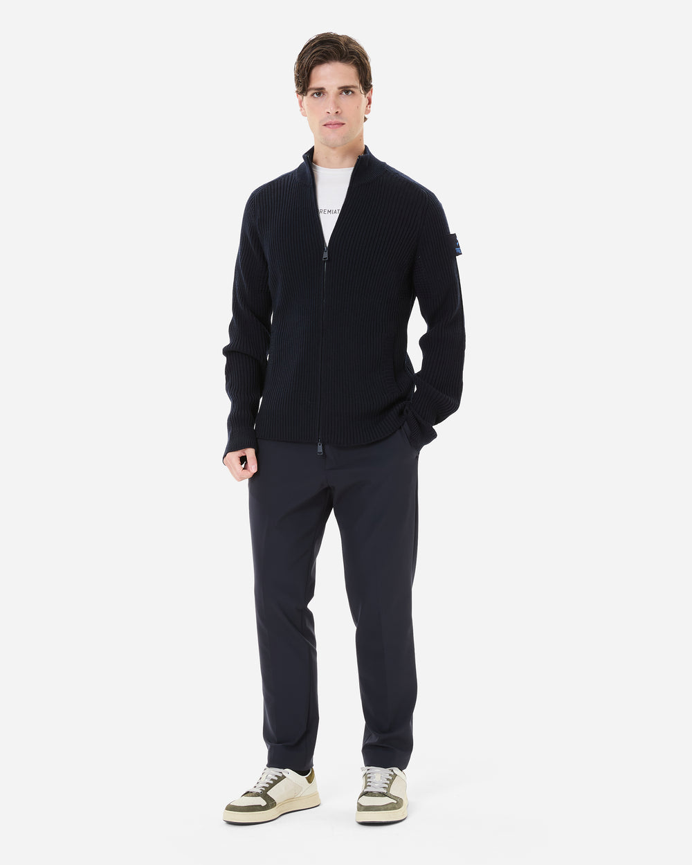 Wool cardigan with zipper