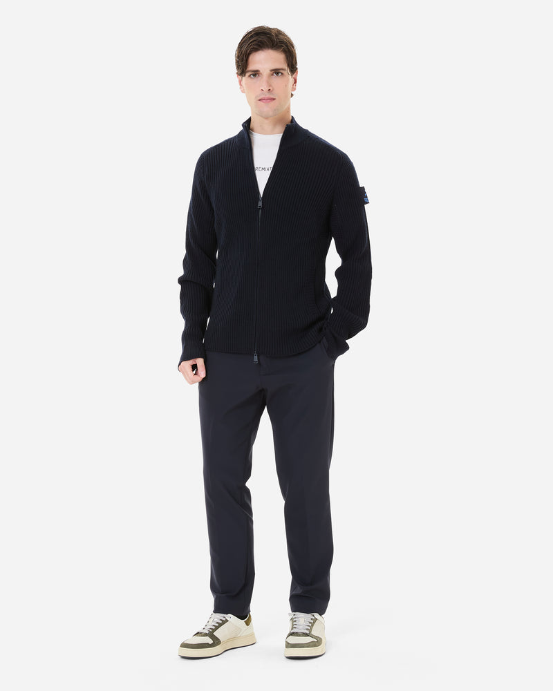 Wool cardigan with zipper