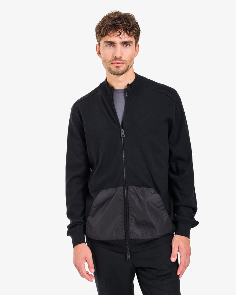 Maglia Full Zip Wool Black