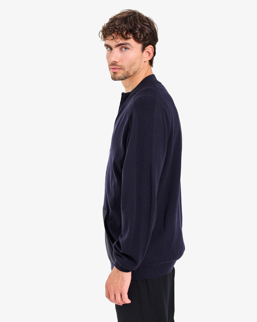 Maglia Full Zip Wool Blue