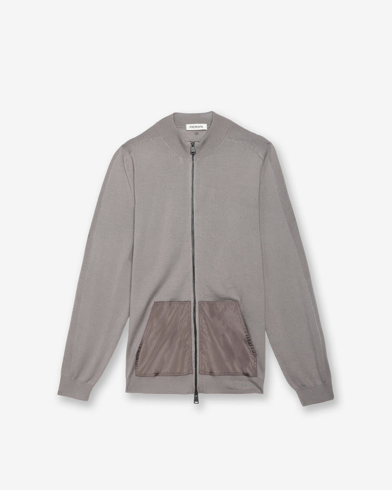 Maglia Full Zip Wool Taupe