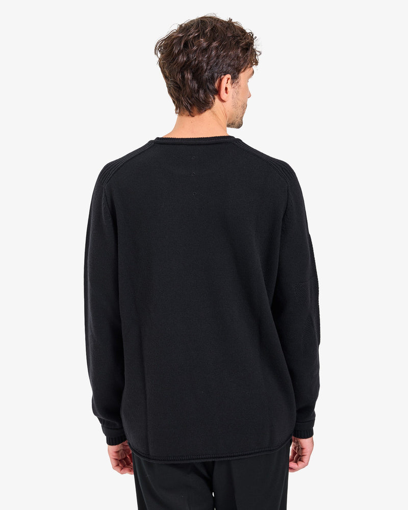 Black Crew-Neck Knit Sweater