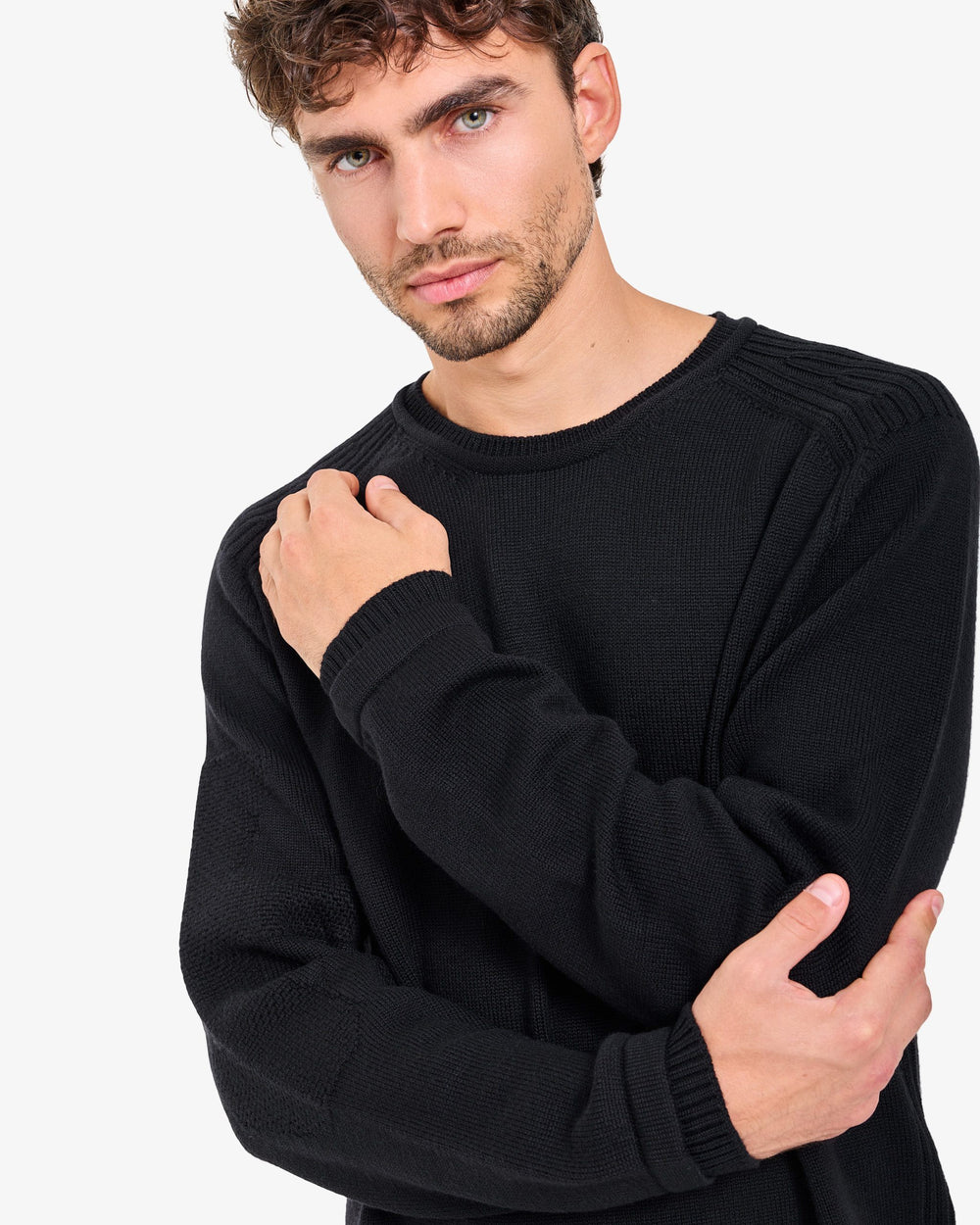Black Crew-Neck Knit Sweater
