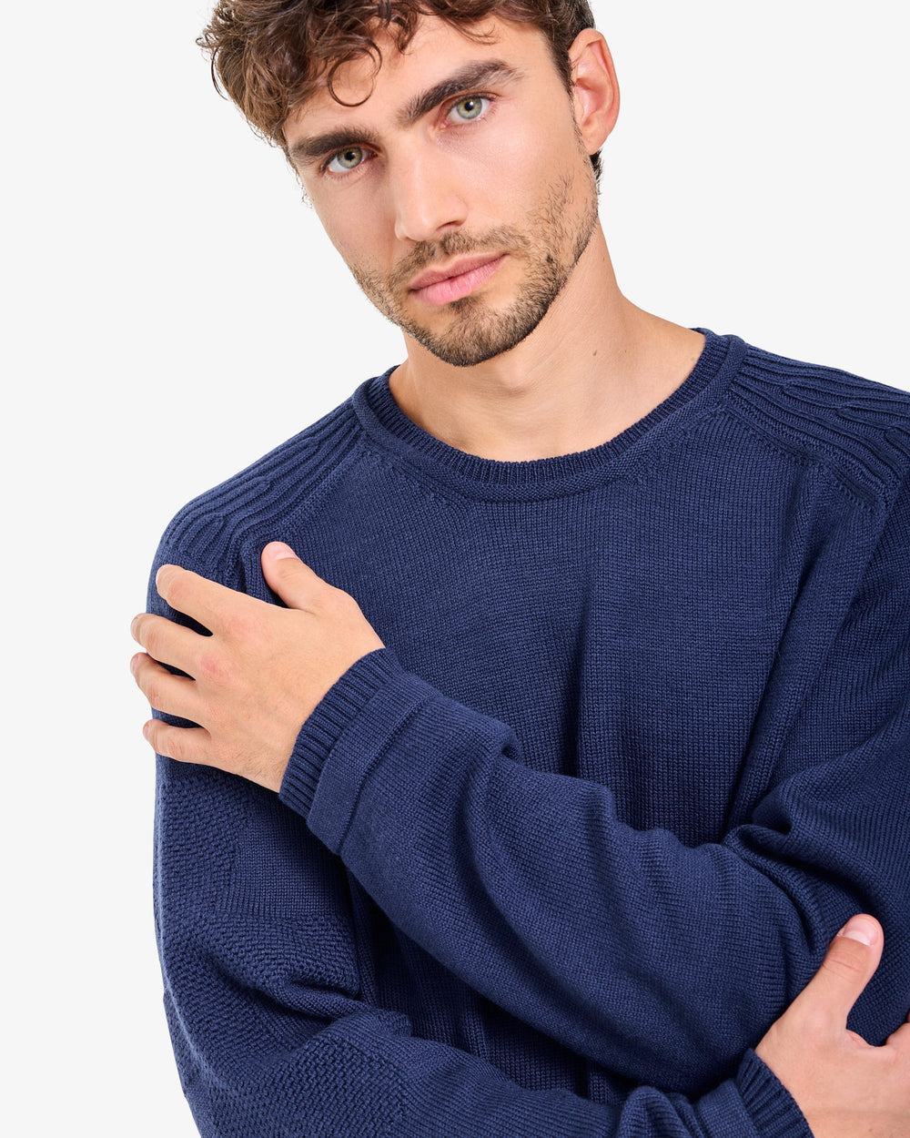 Indigo Crew-Neck Knit Sweater