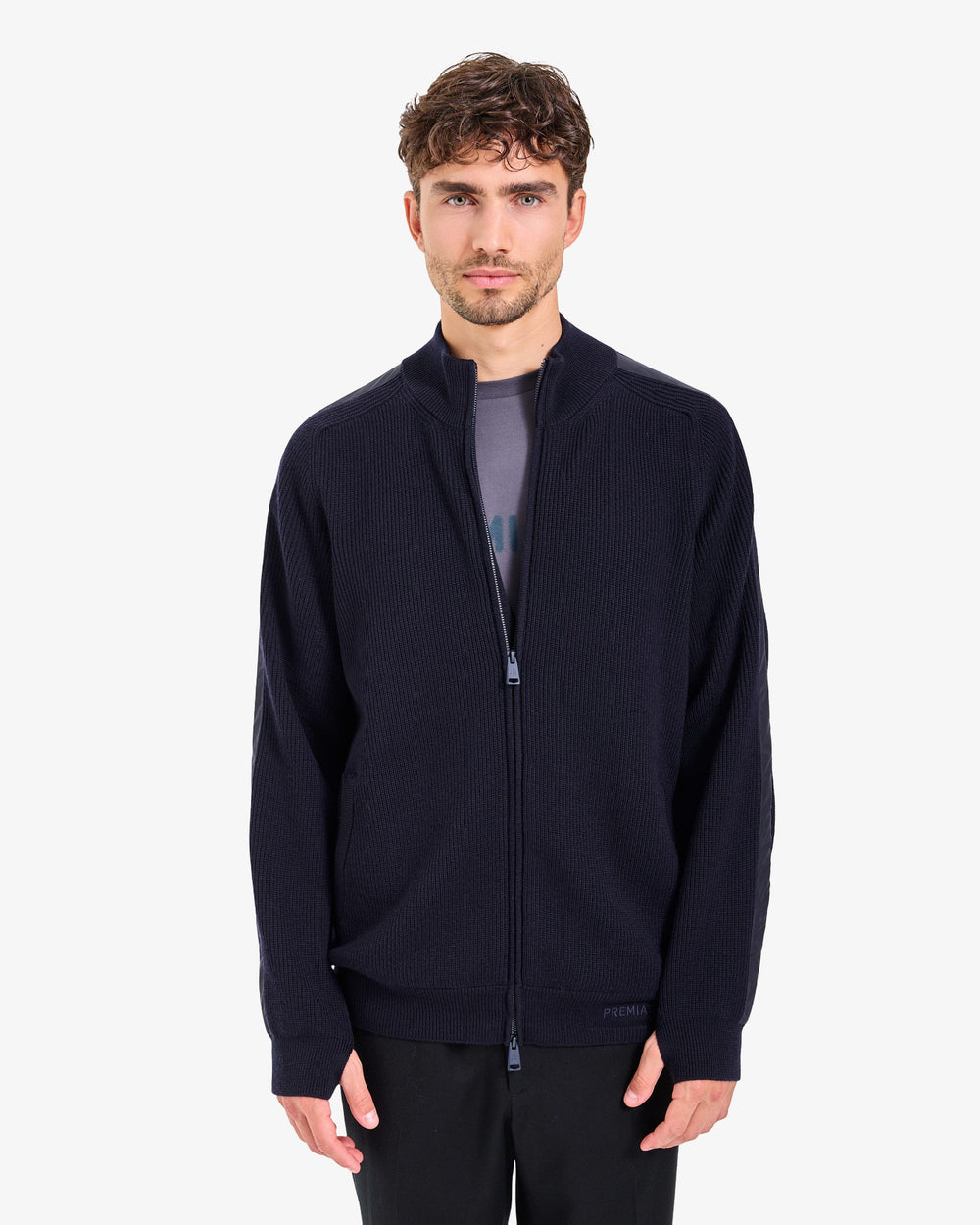 Blue Full-Zip Sweater