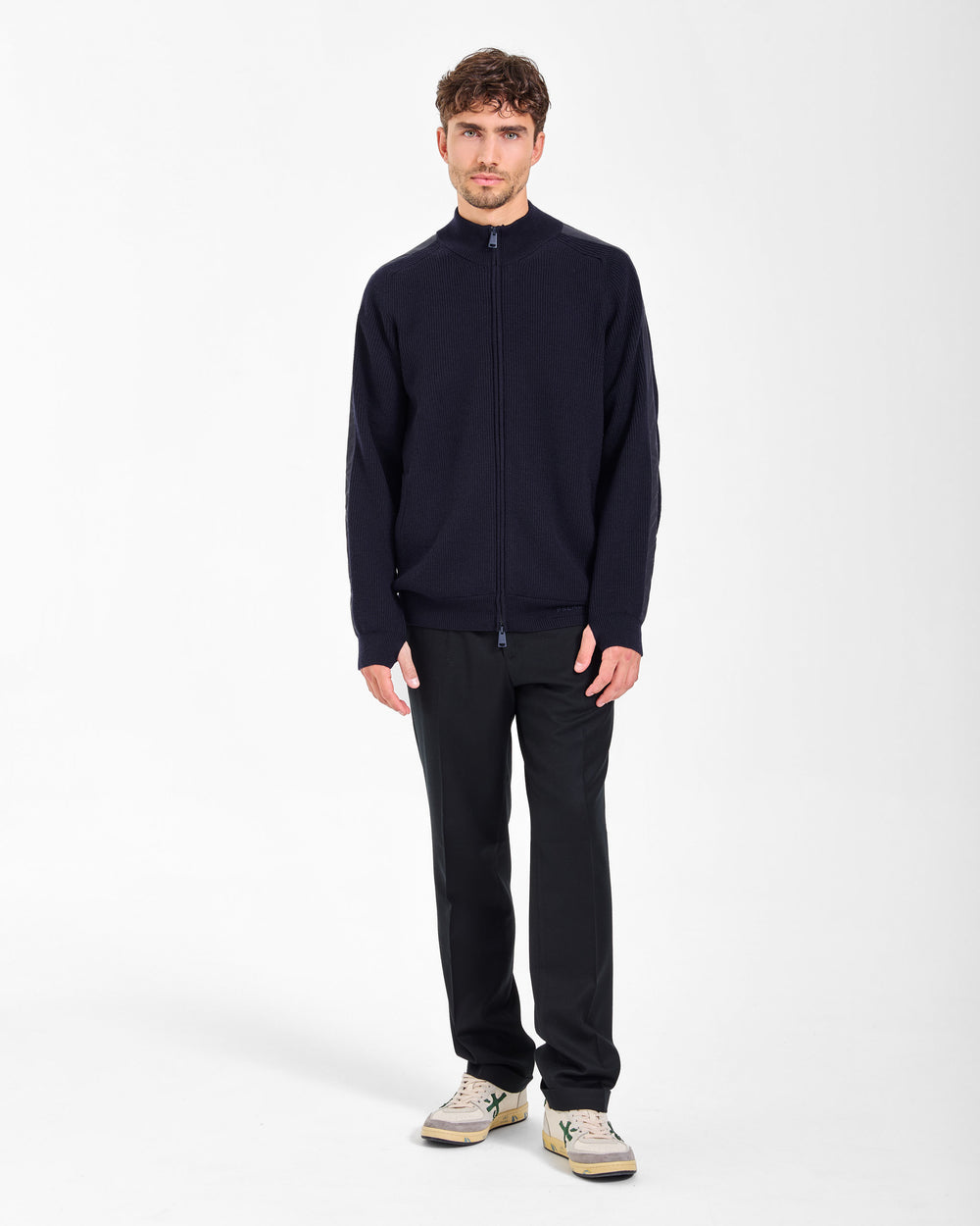 Blue Full-Zip Sweater