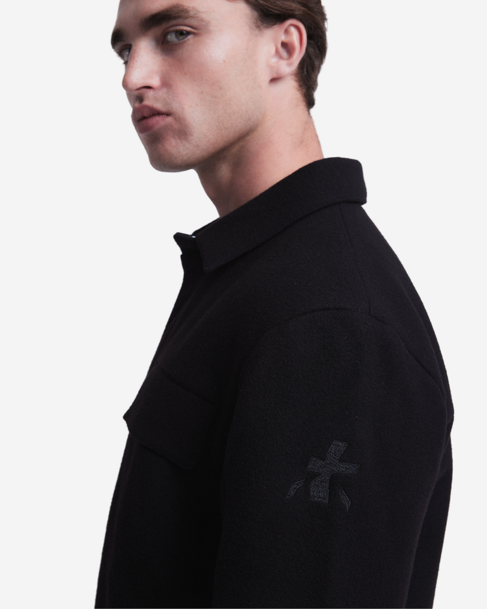Giacca Overshirt Black in panno