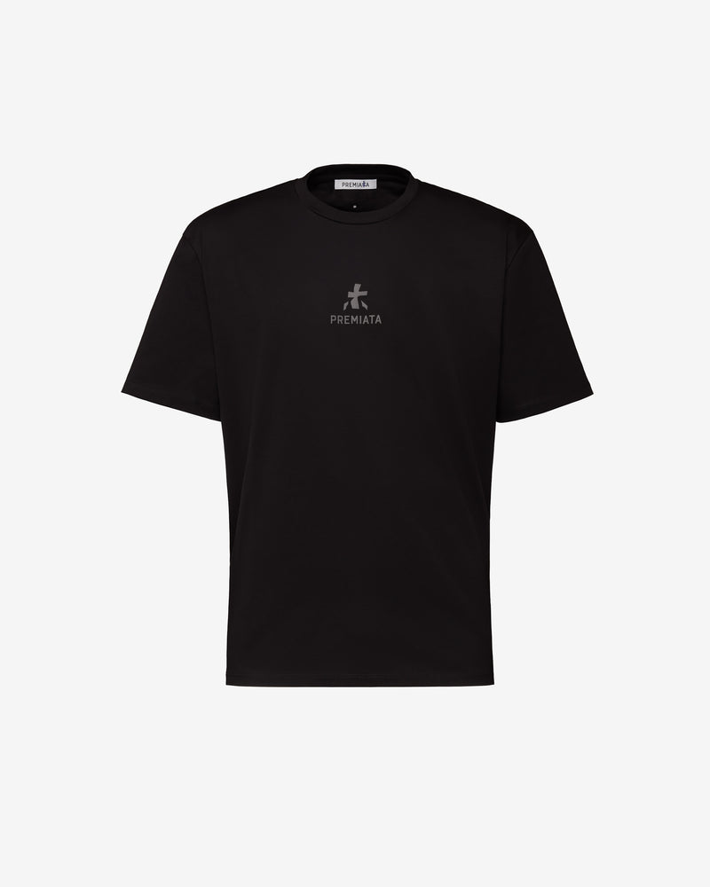 T-shirt nera in jersey con logo