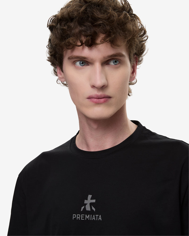 Black jersey T-shirt with logo